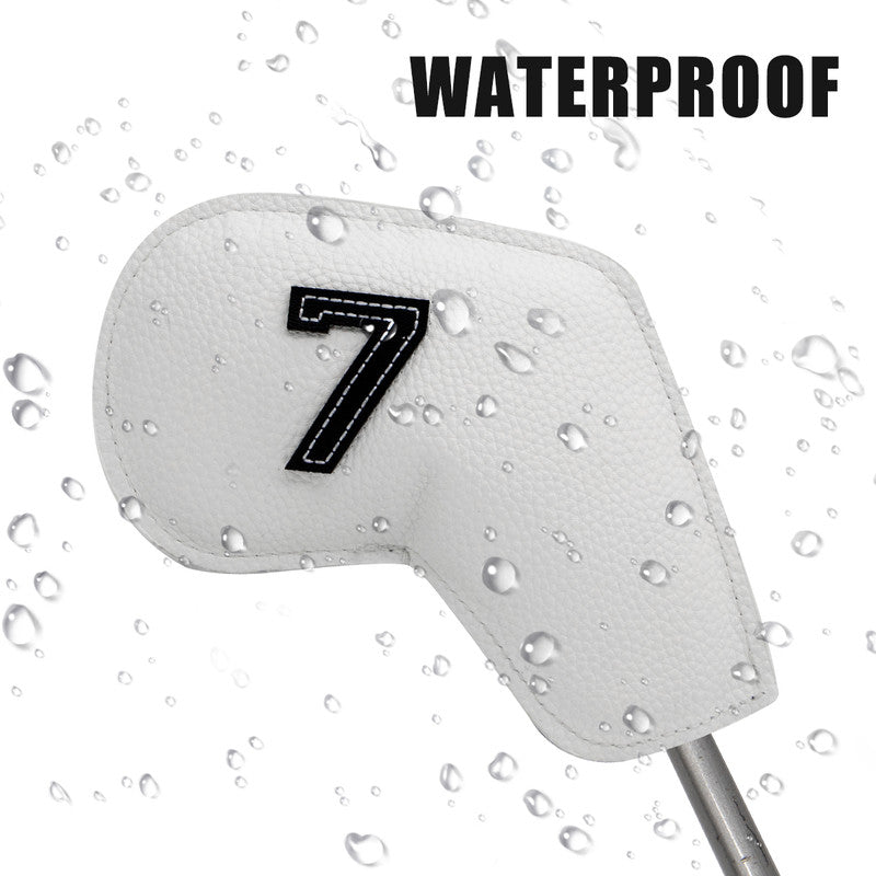 Colorful Golf Iron Head Covers Set of 10 - Waterproof PU Leather Club Protectors with Embroidered Numbers (3-9, P, A, S)