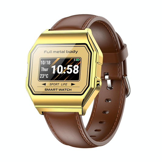 Leather Band Smartwatch With Waterproof Colour Screen - Grey