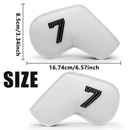 Dark Blue Golf Iron Head Covers Set of 10 - Waterproof PU Leather Club Protectors with Embroidered Numbers (3-9, P, A, S)