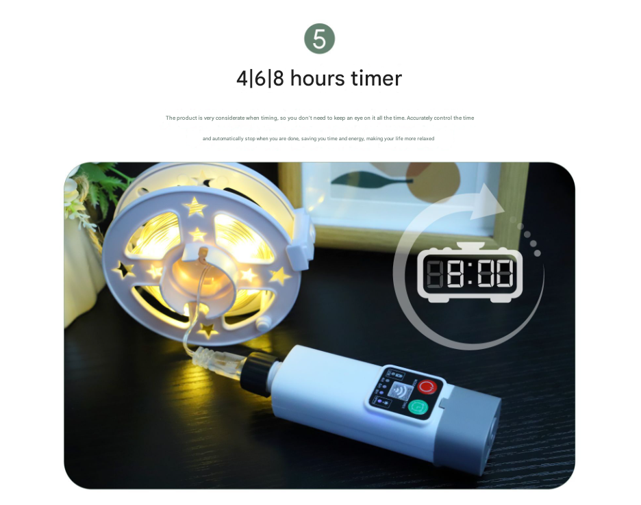 (Rugby 10m 50 lights warm white) Camping tent light kit - rechargeable power supply, spool light string, remote control