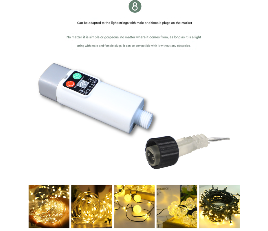 (Rugby 10m 50 lights warm white) Camping tent light kit - rechargeable power supply, spool light string, remote control